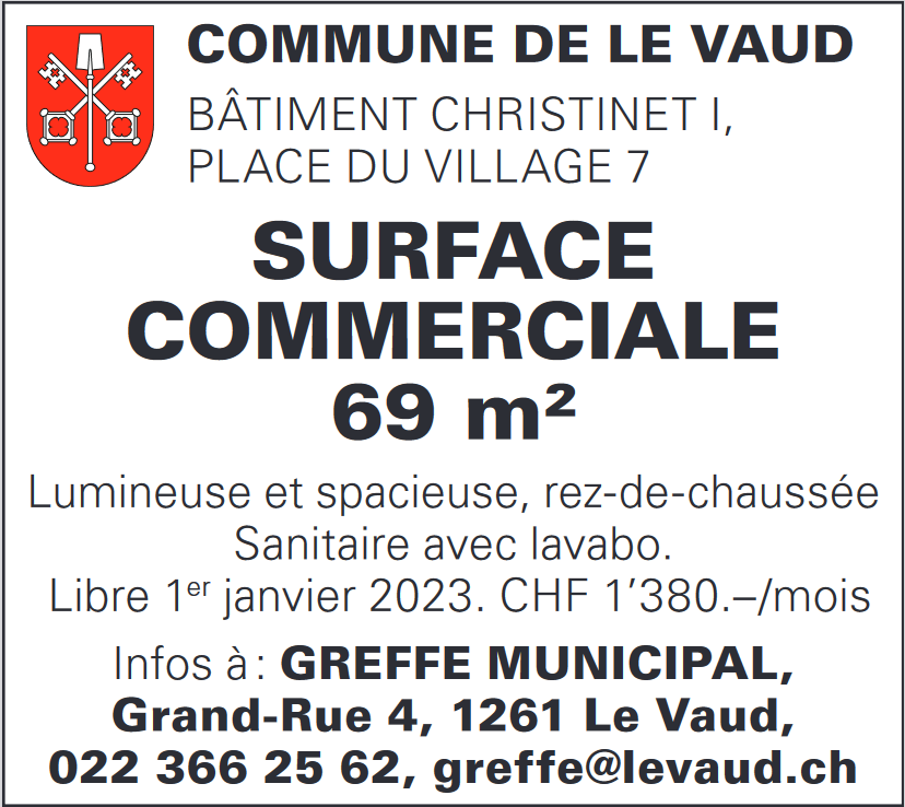 Surface commerciale à louer à Le Vaud